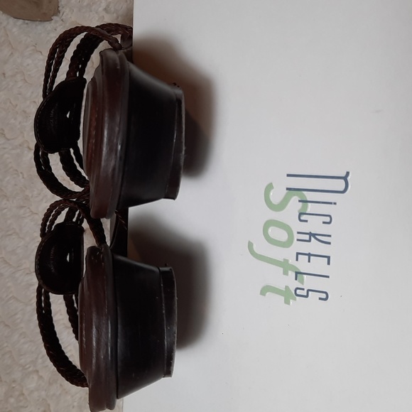 Nickels Woven leather strappy open back sandals,  size 6, brown. - Picture 3 of 8